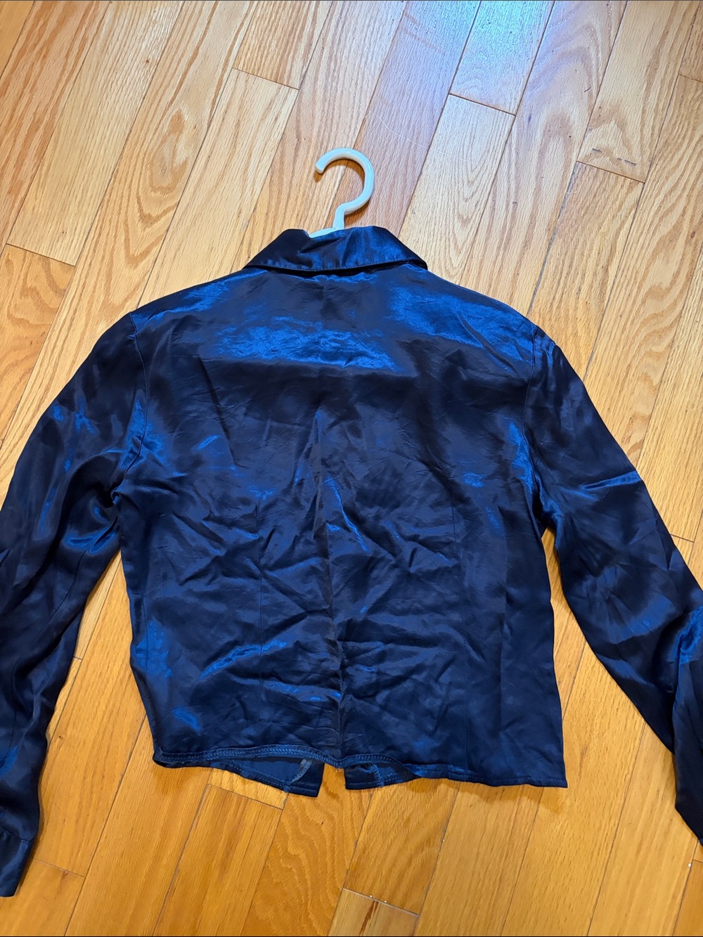 Navy Silk Button-up Top - Picture 2 of 5